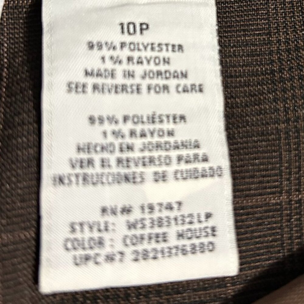 White Stag Brown Plaid Straight Leg Trousers Women's Size 10 PETITE - Picture 9 of 9